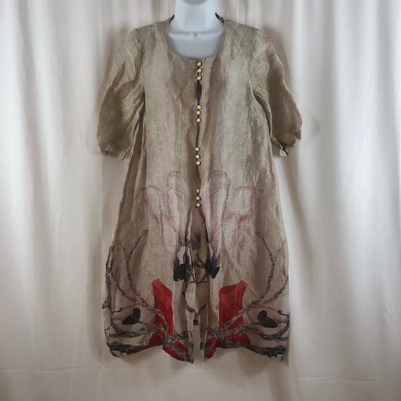 Elenyun Jackets & Blazers - Elenyun Silk/Linen sheer floral half sleeve button front jacket M